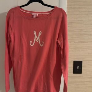 Lily Pulitzer pink monogram M sweater